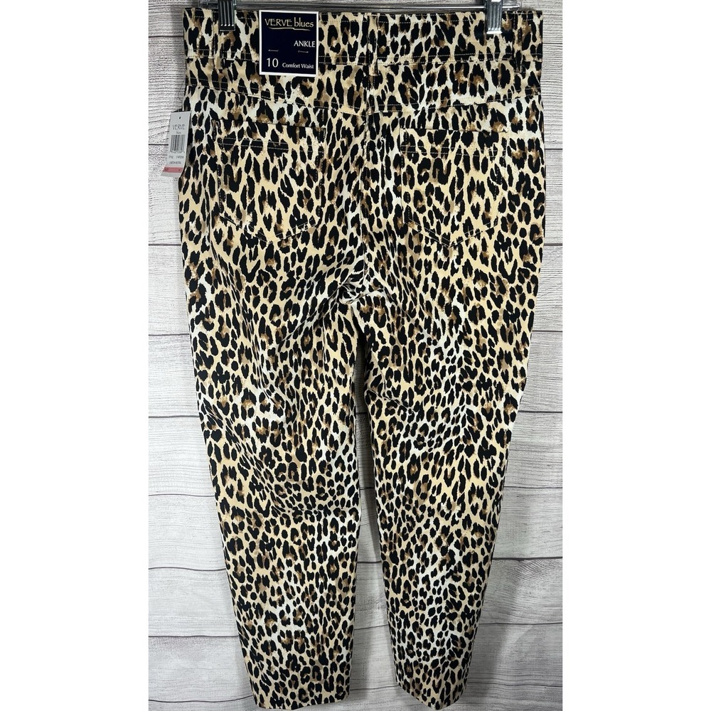 NWT Verve Blues Leopard Print Ankle Pants Size 10 Stretch Comfort Waist - Picture 3 of 5